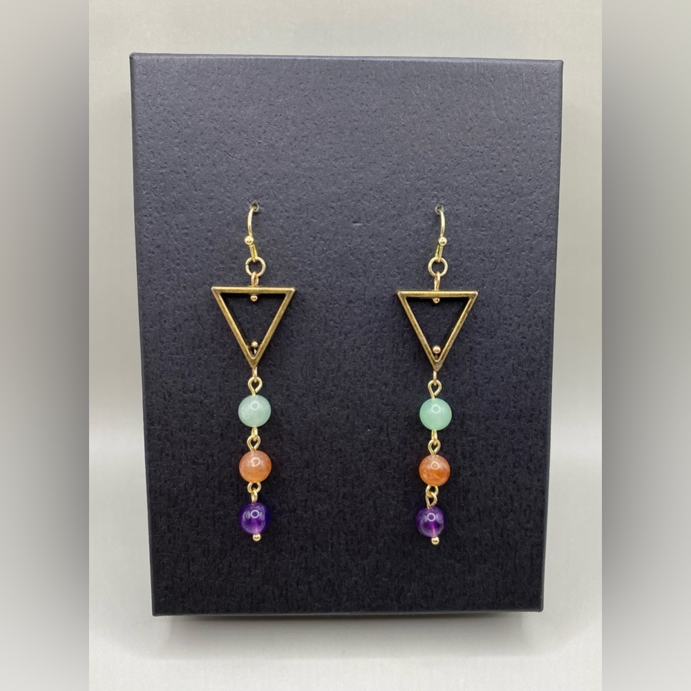 🪬Divine Feminine Flourite Sunstone Amethyst Earrings